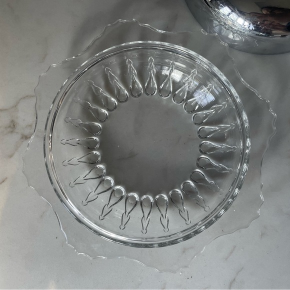 Embossed Glass Candy Dish w/ Metal Lid - Picture 3 of 7